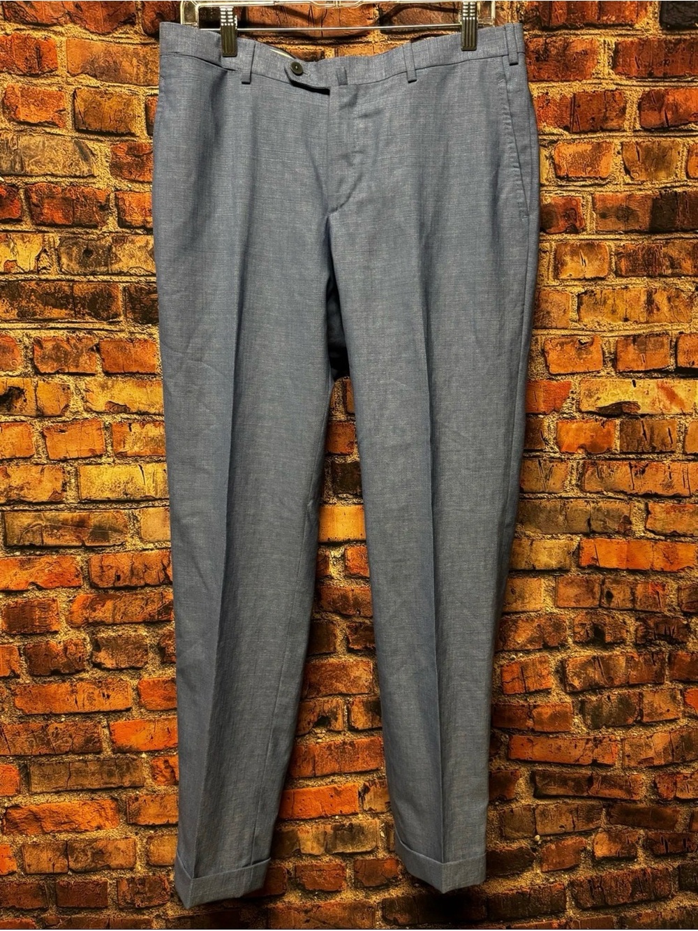 ISAIA Napoli Super 130’s Wool Dress Pants – Blue – 34W x 30L (Up to 32L)